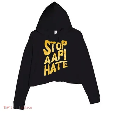 Stop AAPI Hate Painted Crop Fleece Hoodie