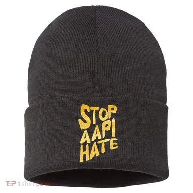 Stop AAPI Hate Painted Sustainable Knit Beanie