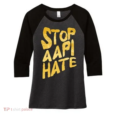 Stop AAPI Hate Painted Women's Tri-Blend 3/4-Sleeve Raglan Shirt