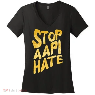 Stop AAPI Hate Painted Women's V-Neck T-Shirt