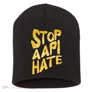 Stop AAPI Hate Painted Short Acrylic Beanie