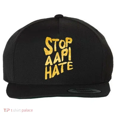 Stop AAPI Hate Painted Wool Snapback Cap