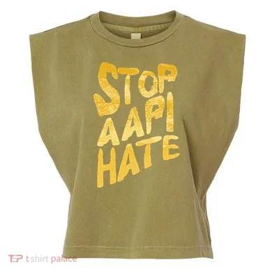 Stop AAPI Hate Painted Garment-Dyed Women's Muscle Tee