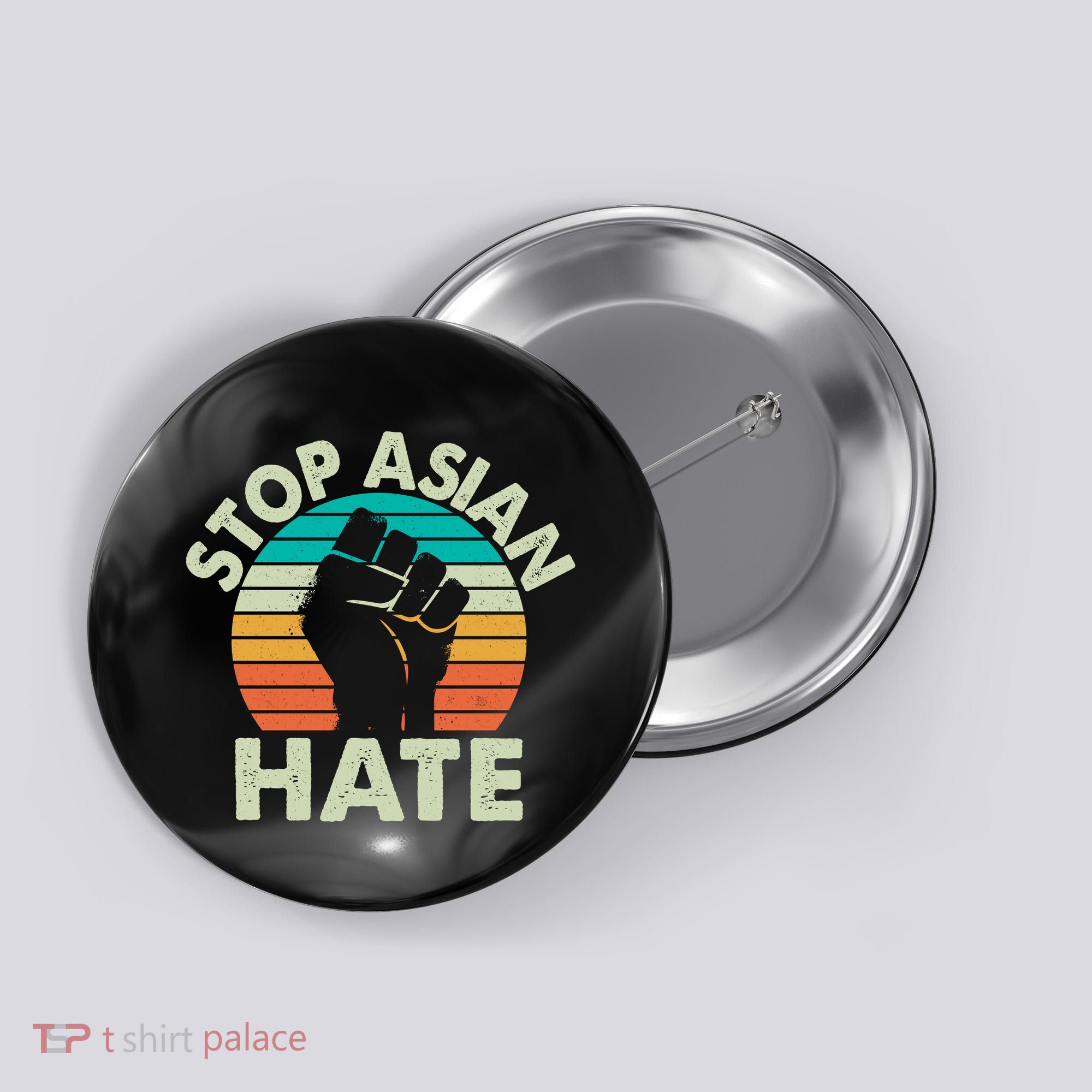 Stop Asian Hate Vintage Protest Fist Button
