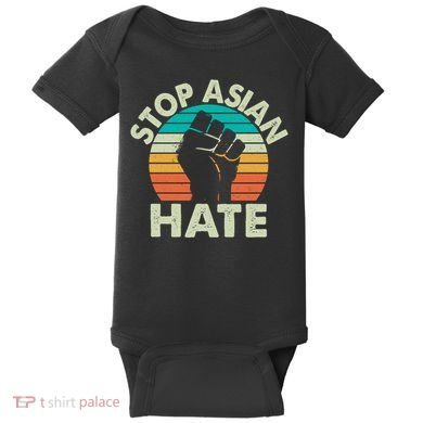 Stop Asian Hate Vintage Protest Fist Baby Bodysuit