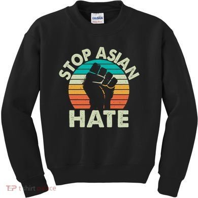 Stop Asian Hate Vintage Protest Fist Kids Sweatshirt