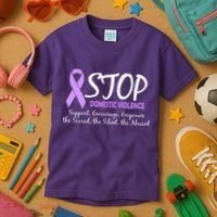 Stop Domestic Violence Kids T-Shirt thumb 3