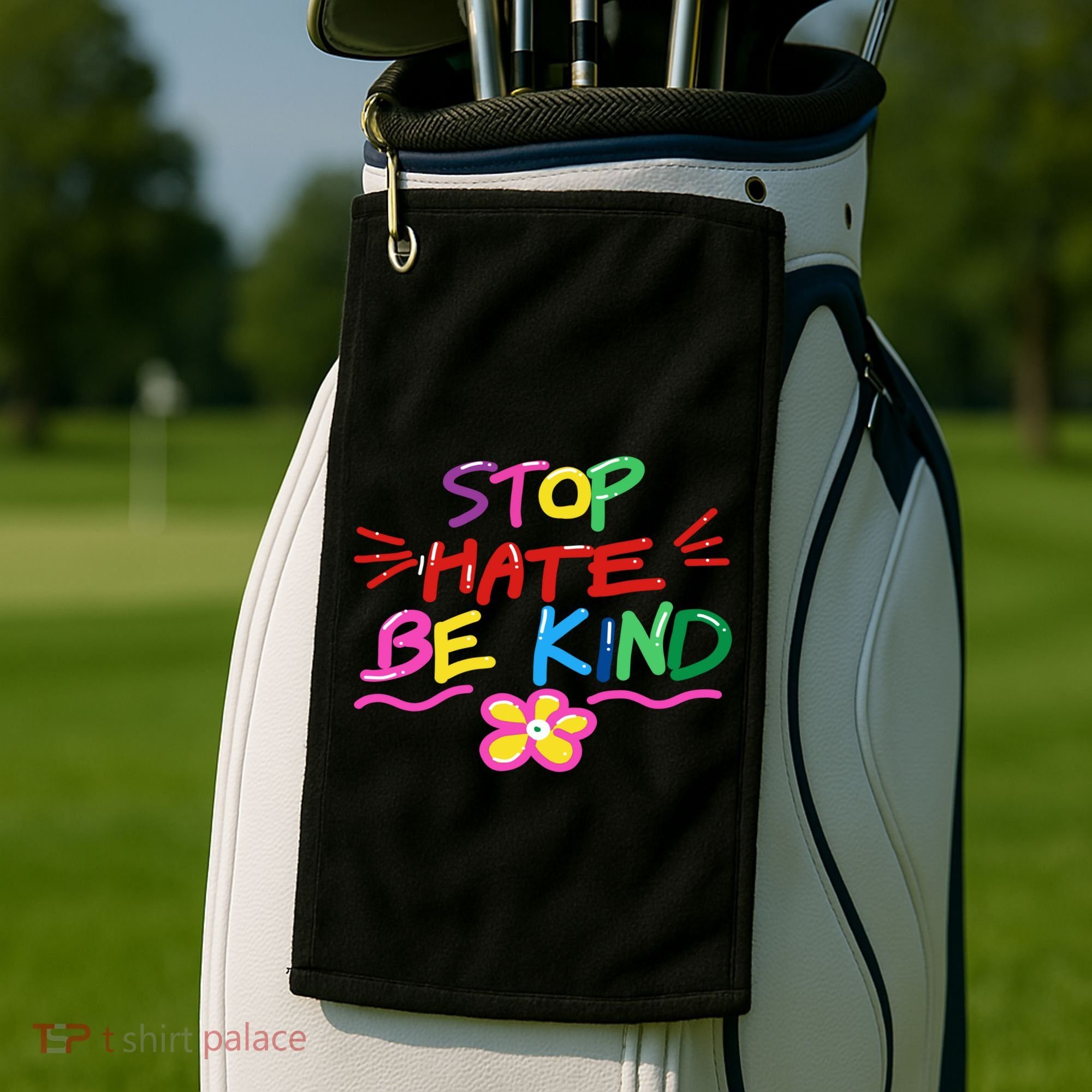 Stop Hate Be Kind Golf Towel