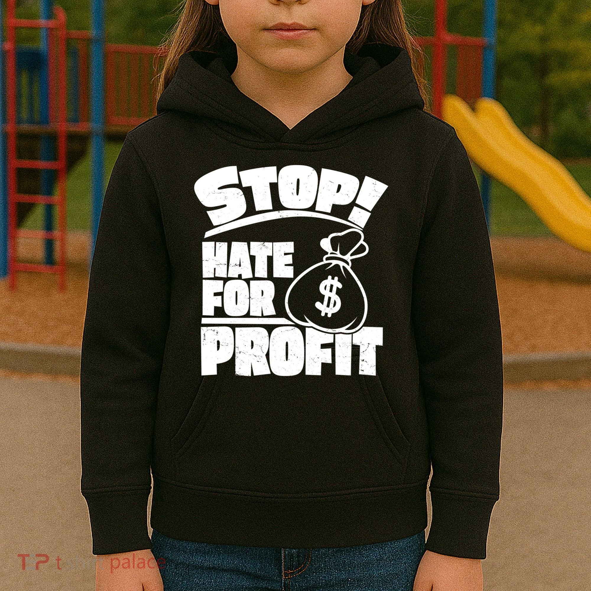 Stop Hate for Profit Money Bag Kids Hoodie