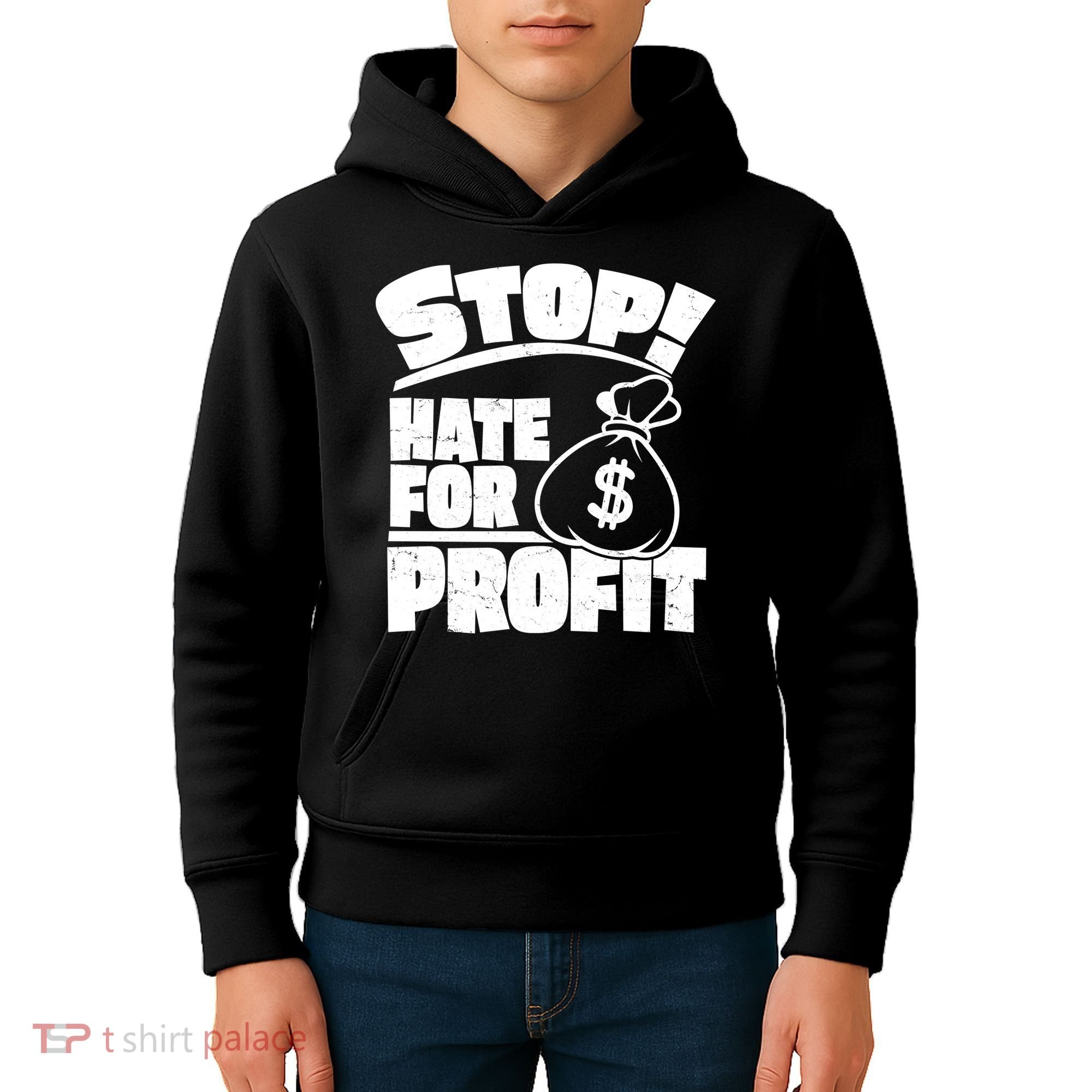 Stop Hate for Profit Money Bag Kids Hoodie