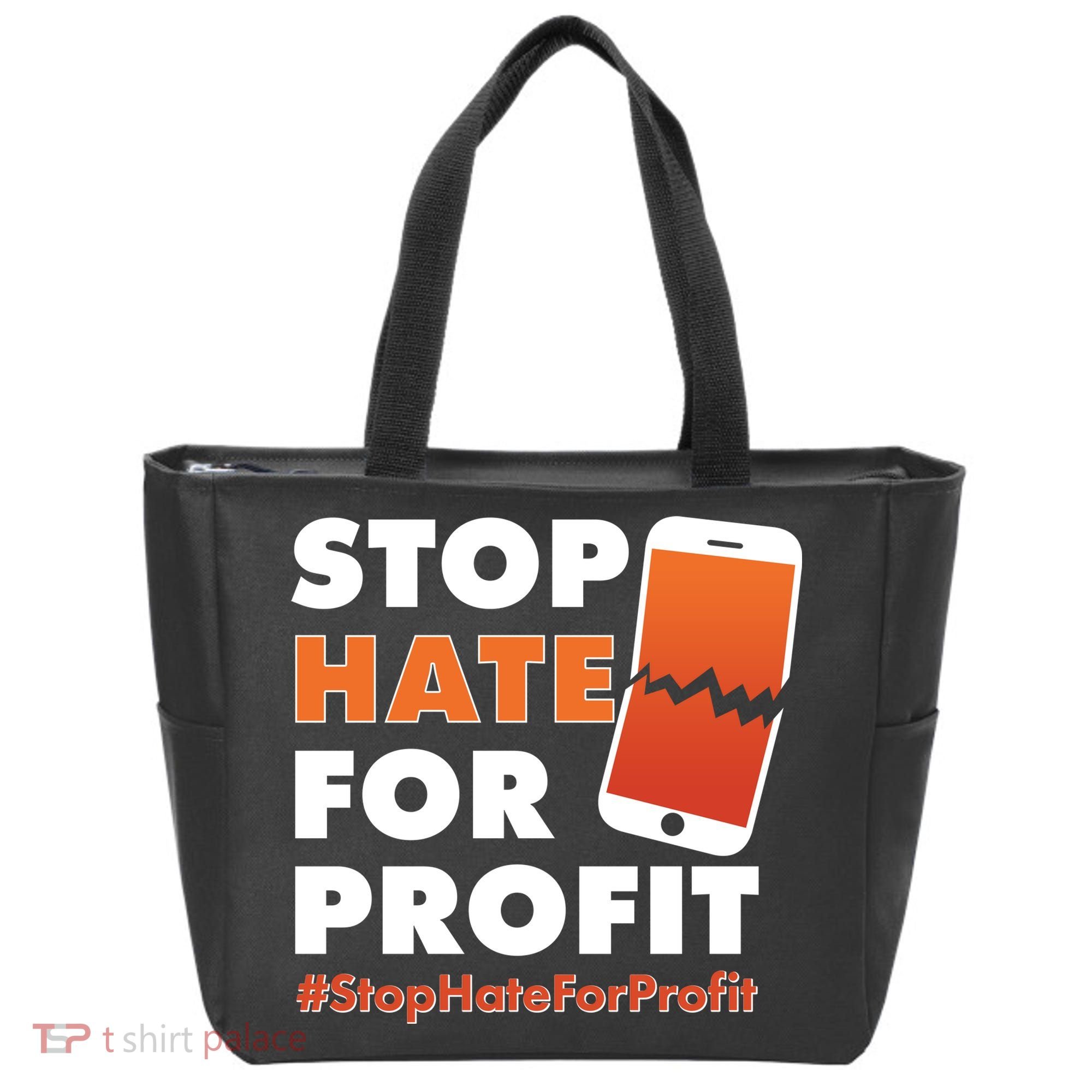 Stop Hate for Profit #StopHateForProfit Cracked Cell Phone Tote Bag