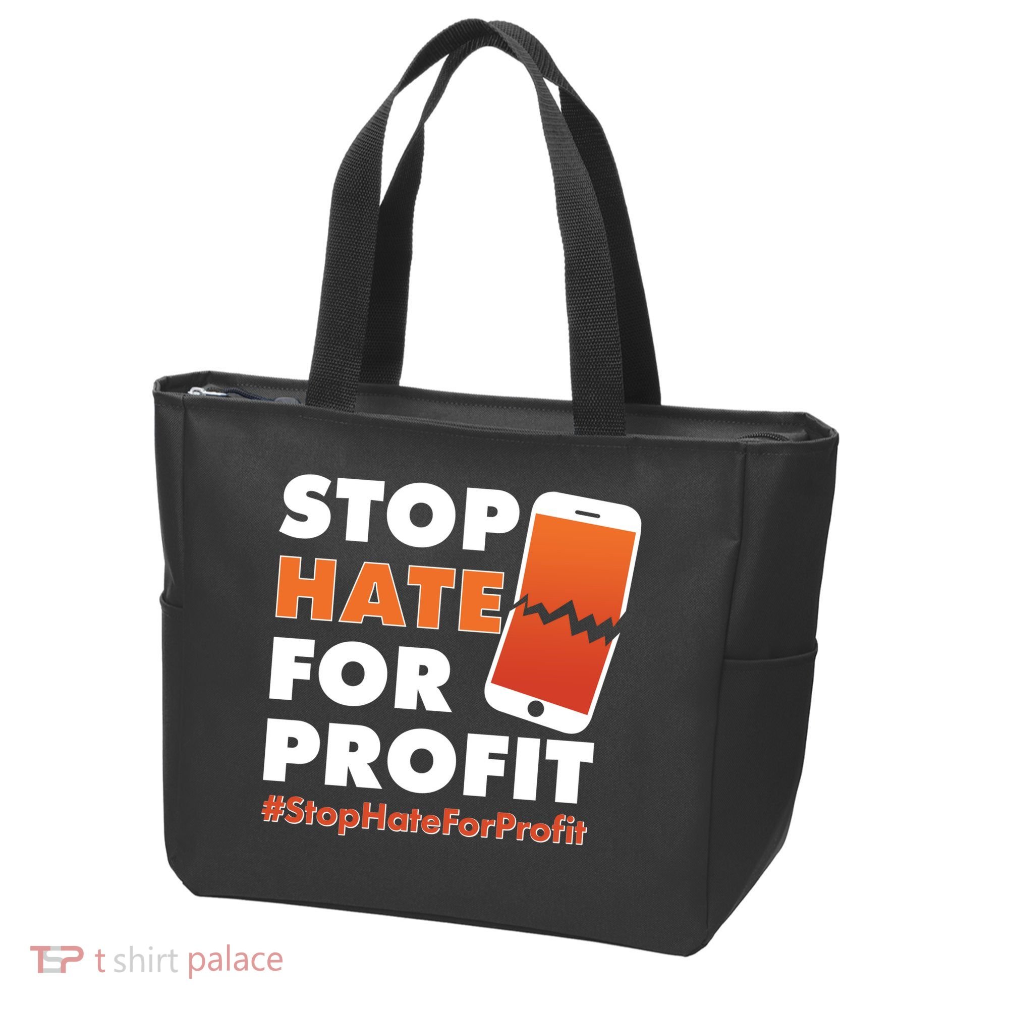 Stop Hate for Profit #StopHateForProfit Cracked Cell Phone Tote Bag
