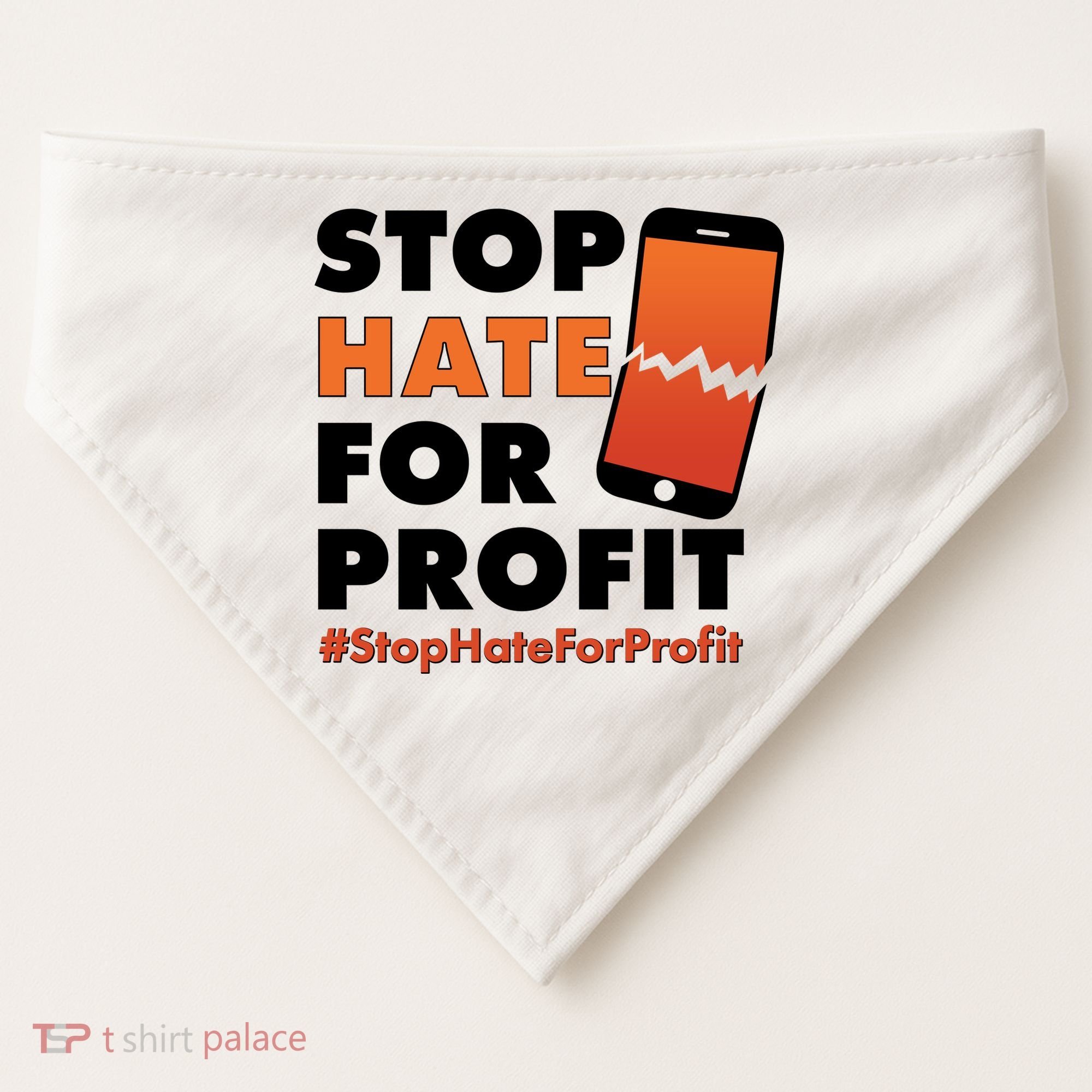 Stop Hate for Profit #StopHateForProfit Cracked Cell Phone USA-Made Doggie Bandana