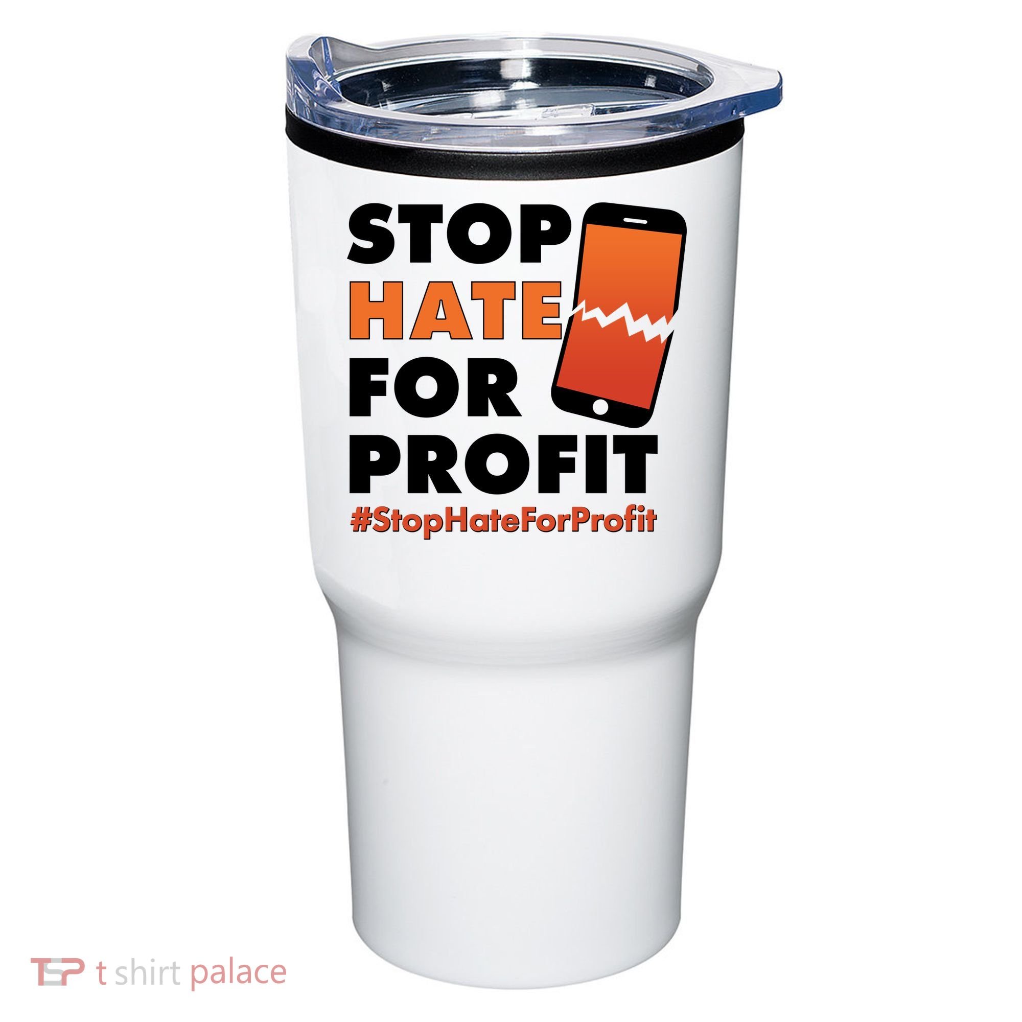 Stop Hate for Profit #StopHateForProfit Cracked Cell Phone Tumbler