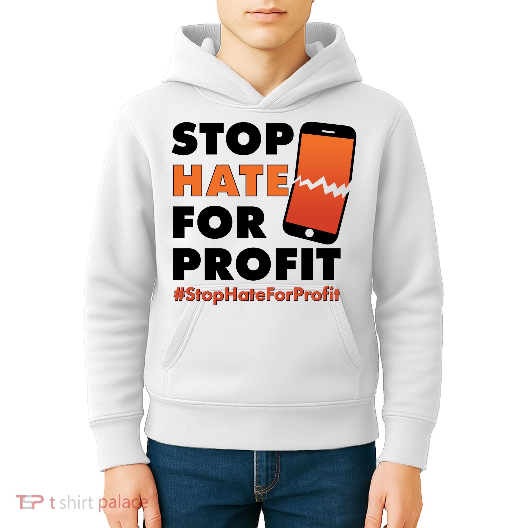 Stop Hate for Profit #StopHateForProfit Cracked Cell Phone Kids Hoodie
