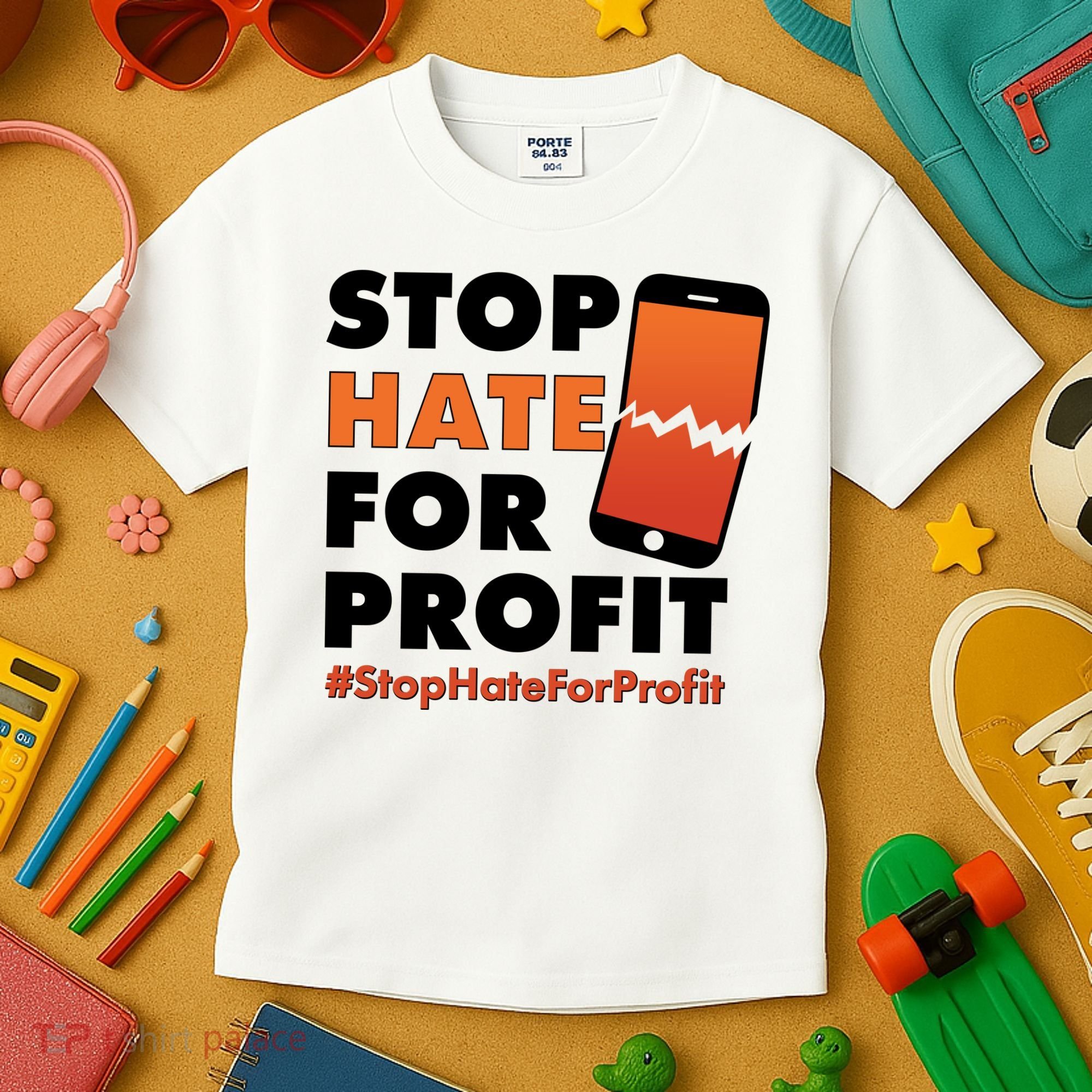 Stop Hate for Profit #StopHateForProfit Cracked Cell Phone Kids T-Shirt