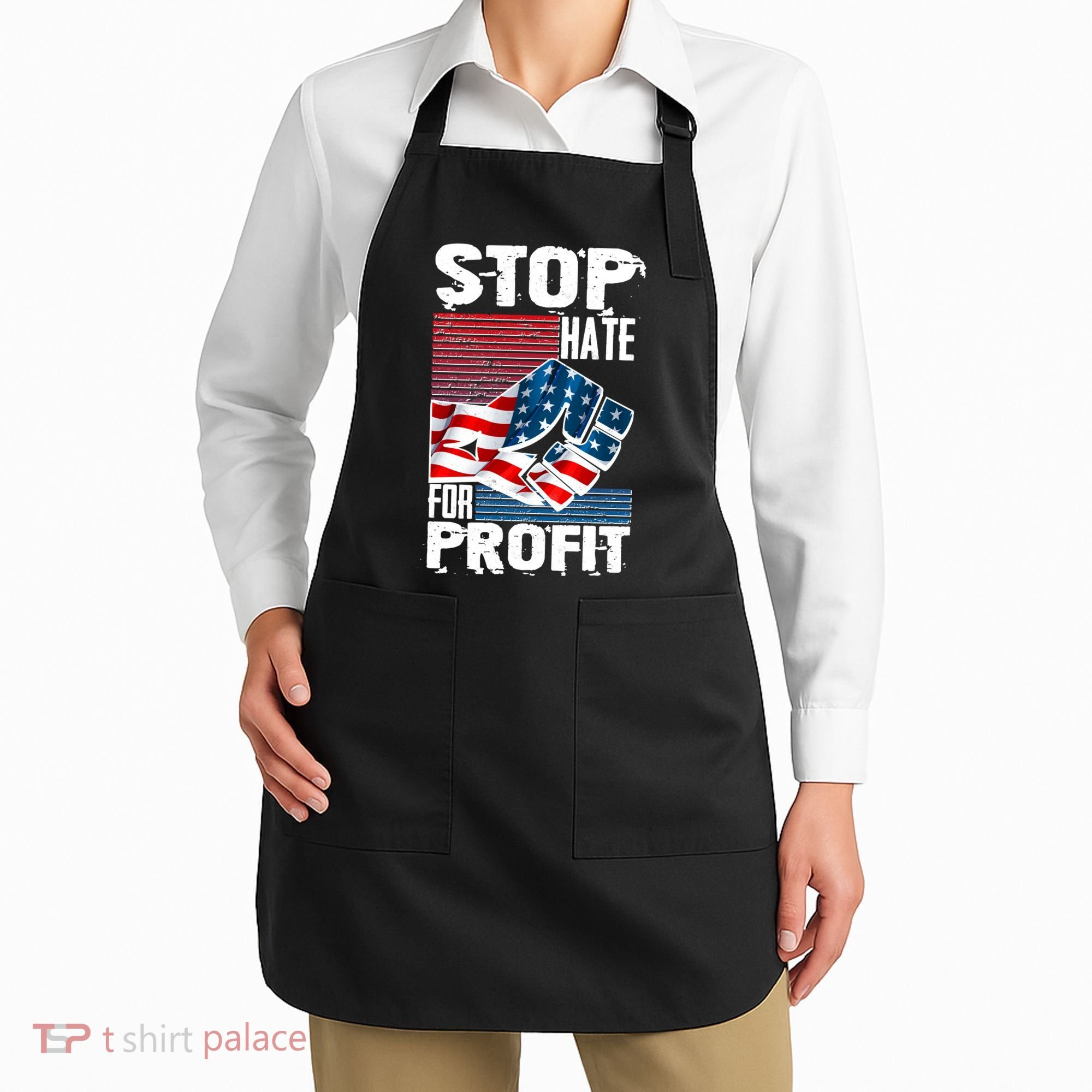 Stop Hate for Profit USA Flag Fist Apron