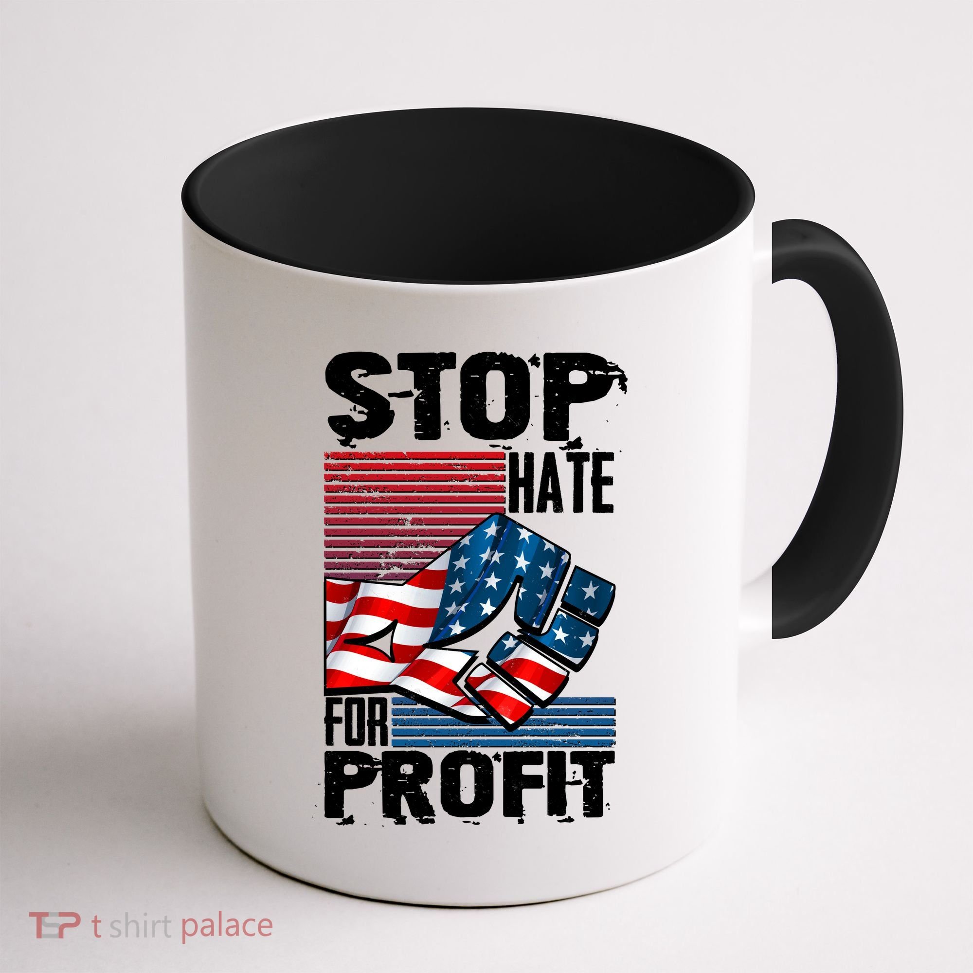 Stop Hate for Profit USA Flag Fist Coffee Mug
