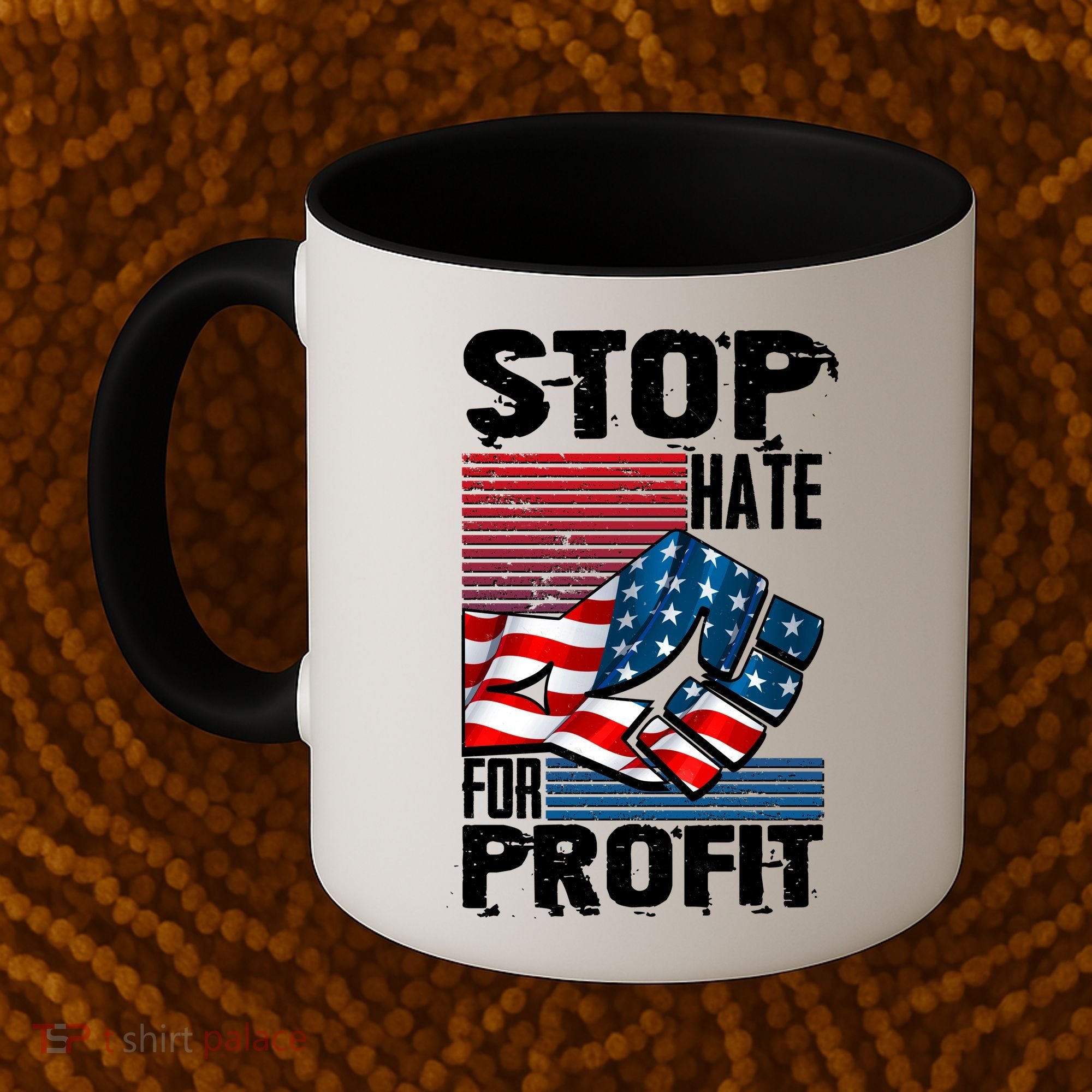 Stop Hate for Profit USA Flag Fist Coffee Mug