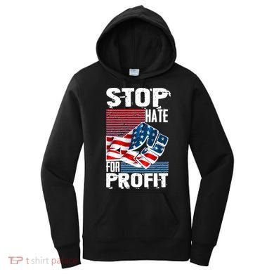 Stop Hate for Profit USA Flag Fist Women's Hoodie