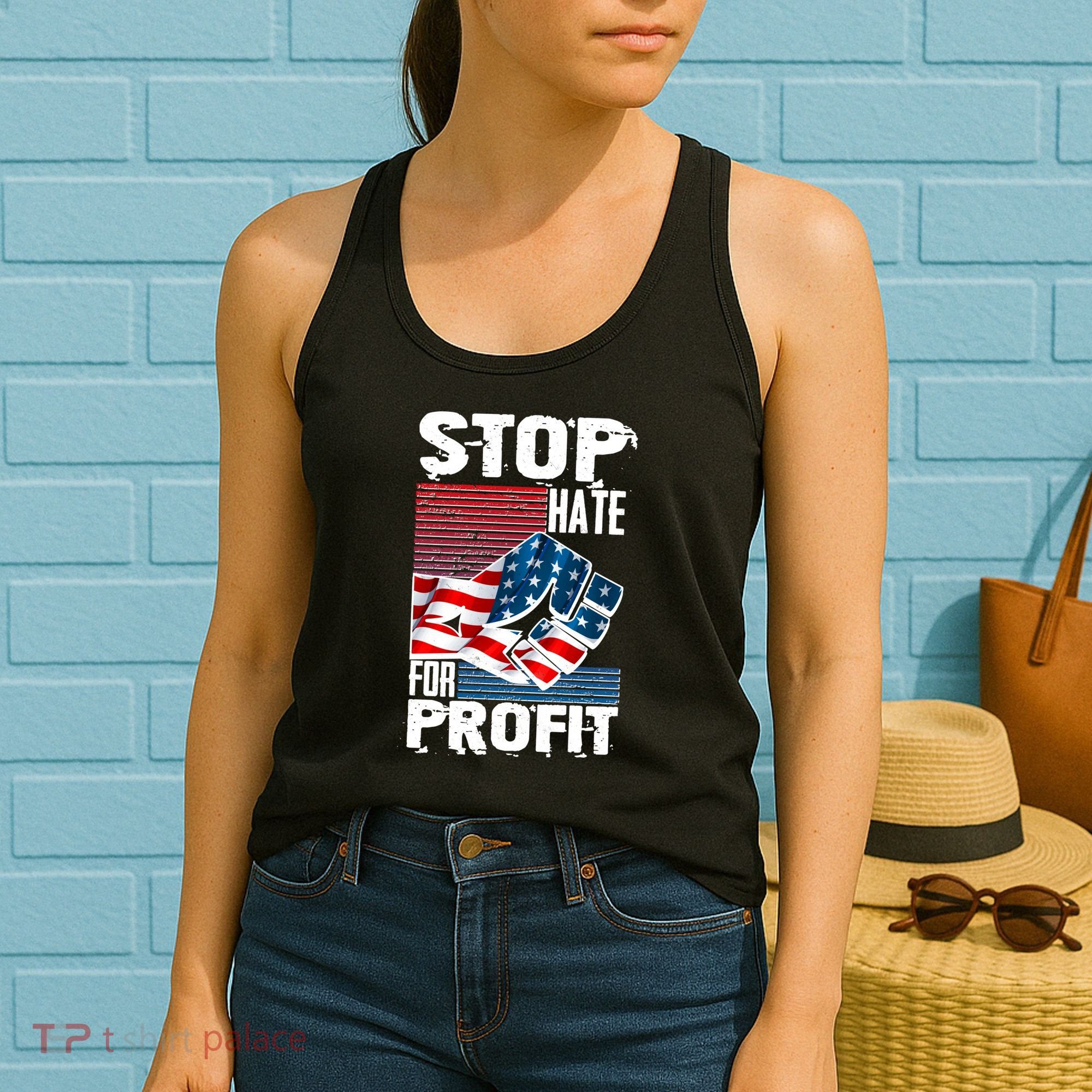 Stop Hate for Profit USA Flag Fist Women's Tank Top