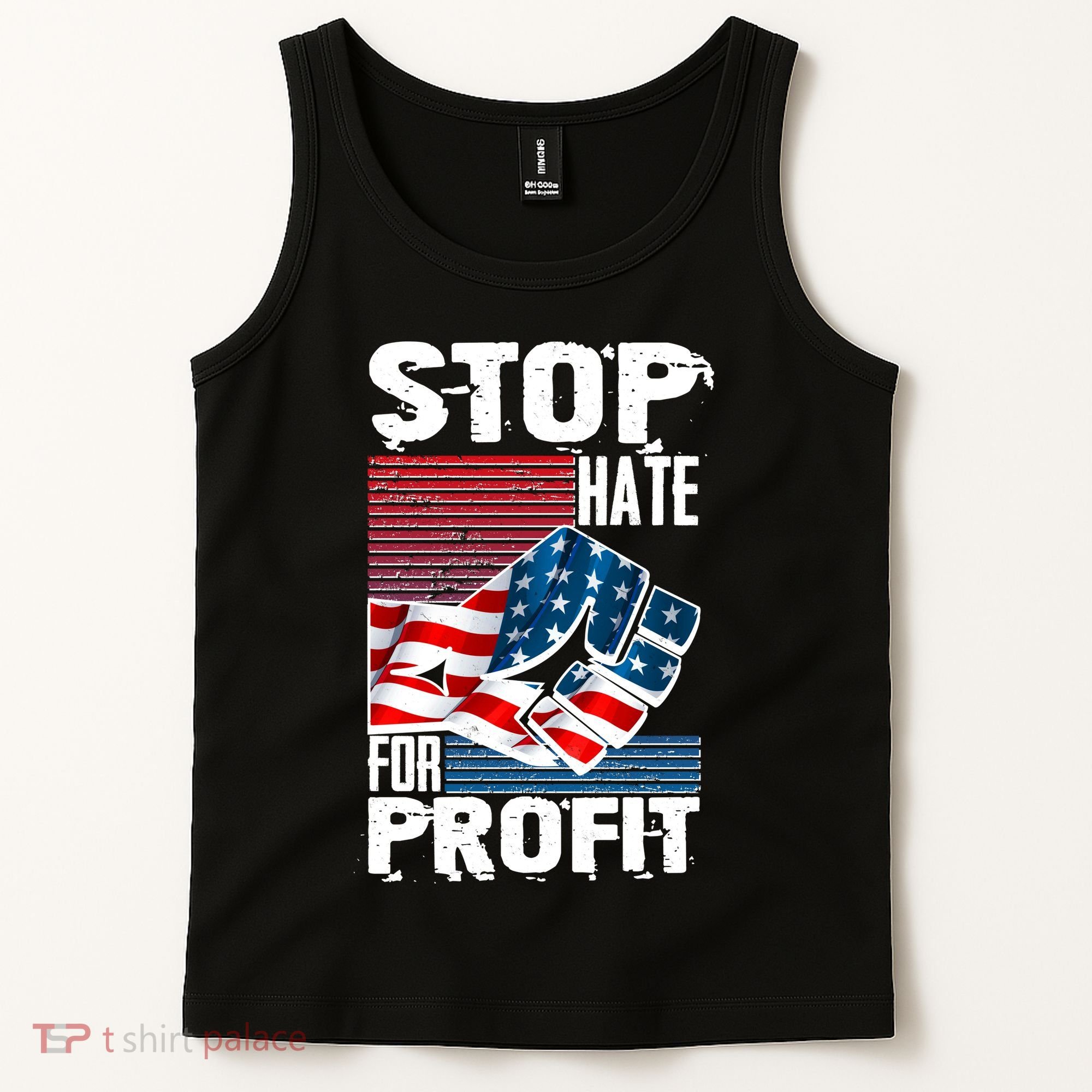 Stop Hate for Profit USA Flag Fist Tank Top