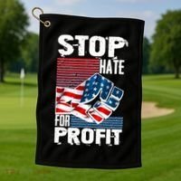 Stop Hate for Profit USA Flag Fist Golf Towel thumb 1