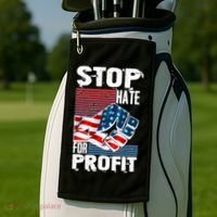 Stop Hate for Profit USA Flag Fist Golf Towel thumb 2