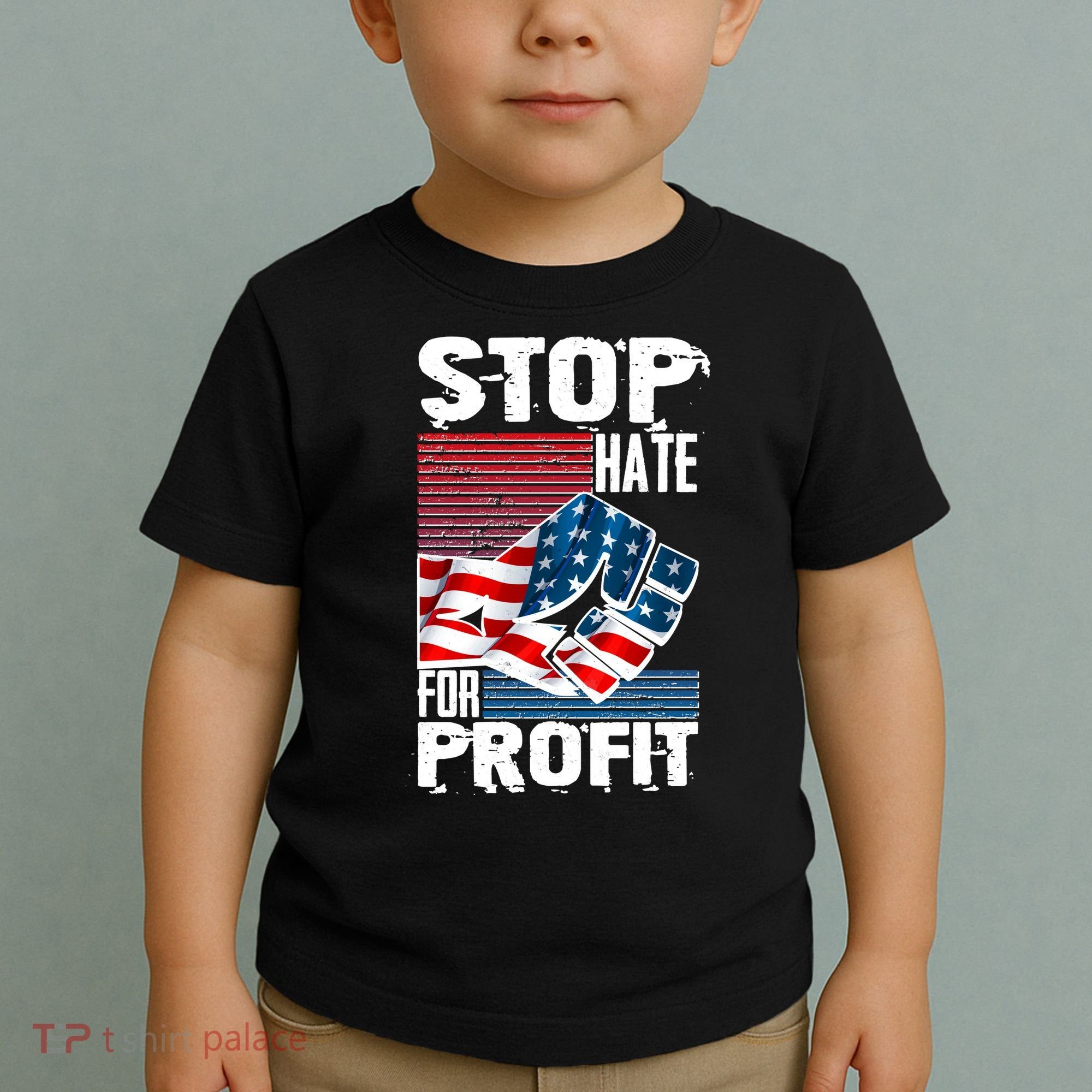 Stop Hate for Profit USA Flag Fist Toddler T-Shirt