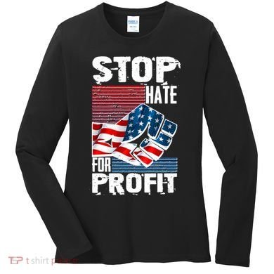 Stop Hate for Profit USA Flag Fist Women's Long Sleeve Shirt