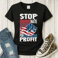 Stop Hate for Profit USA Flag Fist Women's T-Shirt thumb 3