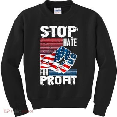 Stop Hate for Profit USA Flag Fist Kids Sweatshirt