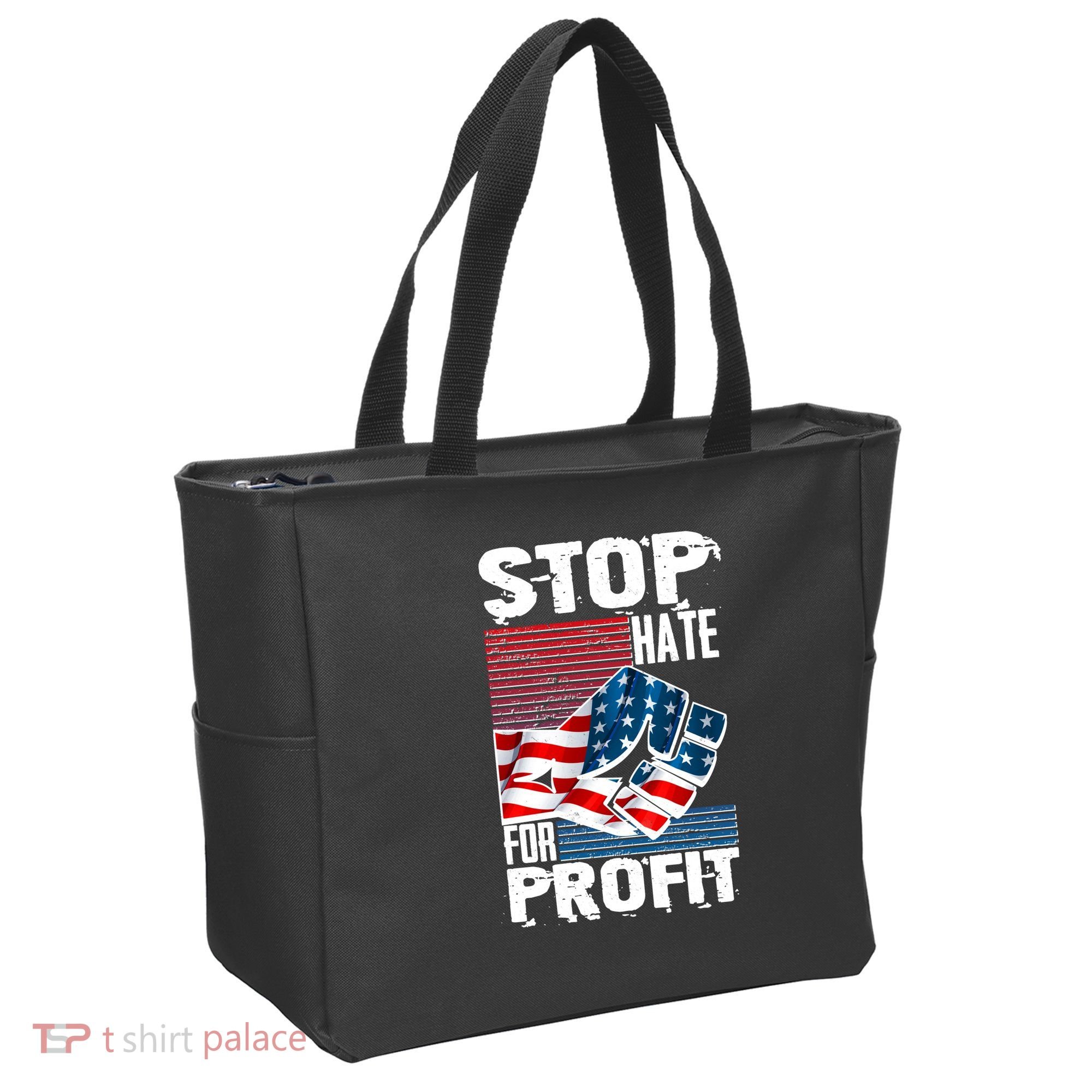 Stop Hate for Profit USA Flag Fist Tote Bag