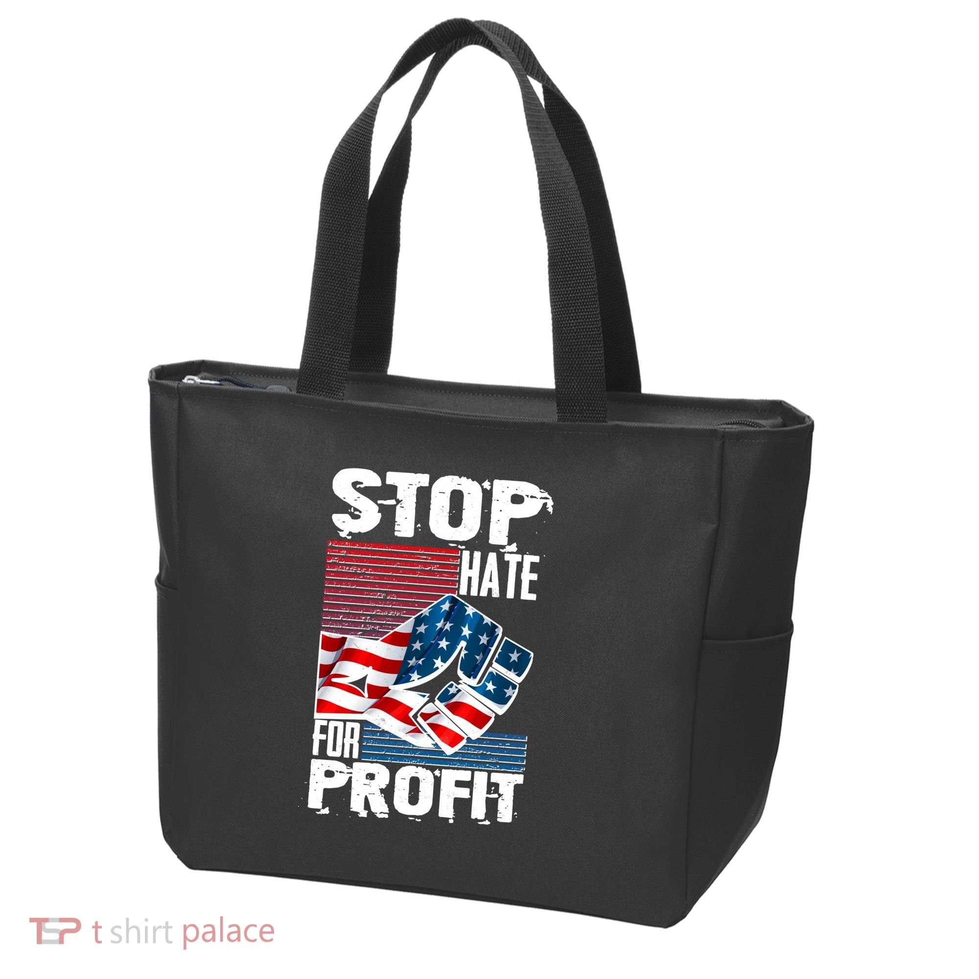Stop Hate for Profit USA Flag Fist Tote Bag