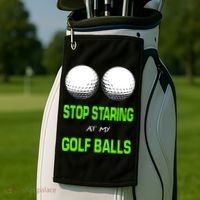 Stop Staring At My Golf Balls Golf Towel thumb 2