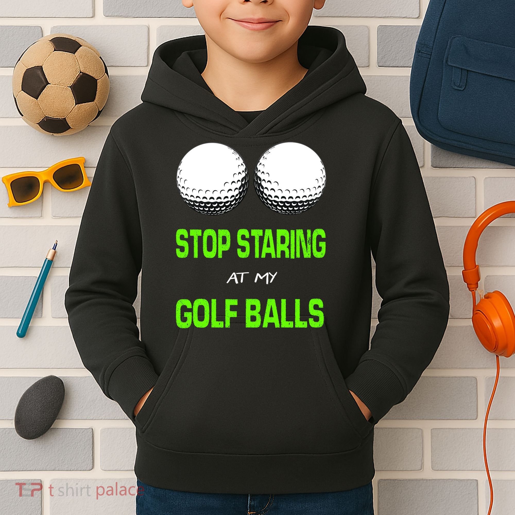 Stop Staring At My Golf Balls Kids Hoodie
