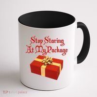 Stop Staring At My Package Christmas Present X-Mas Coffee Mug thumb 1