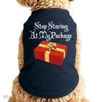 Stop Staring At My Package Christmas Present X-Mas Doggie Tank thumb 0