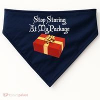Stop Staring At My Package Christmas Present X-Mas USA-Made Doggie Bandana thumb 0