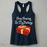 Stop Staring At My Package Christmas Present X-Mas Women's Tank Top thumb 3