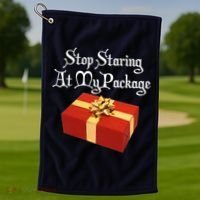 Stop Staring At My Package Christmas Present X-Mas Golf Towel thumb 1