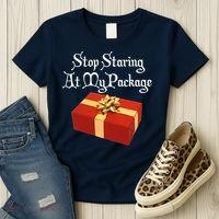 Stop Staring At My Package Christmas Present X-Mas Women's T-Shirt thumb 3