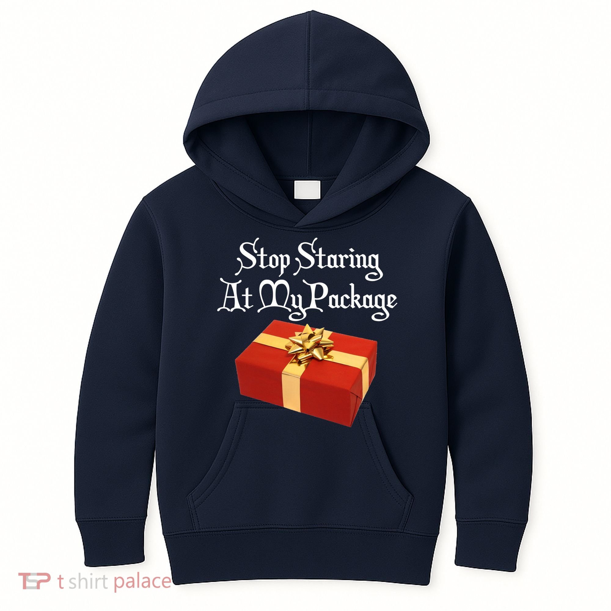 Stop Staring At My Package Christmas Present X-Mas Kids Hoodie