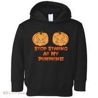 Stop Staring At My Pumpkins Halloween Costume Toddler Hoodie thumb 0