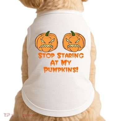 Stop Staring At My Pumpkins Halloween Costume Doggie Tank