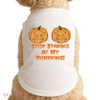 Stop Staring At My Pumpkins Halloween Costume Doggie Tank thumb 0