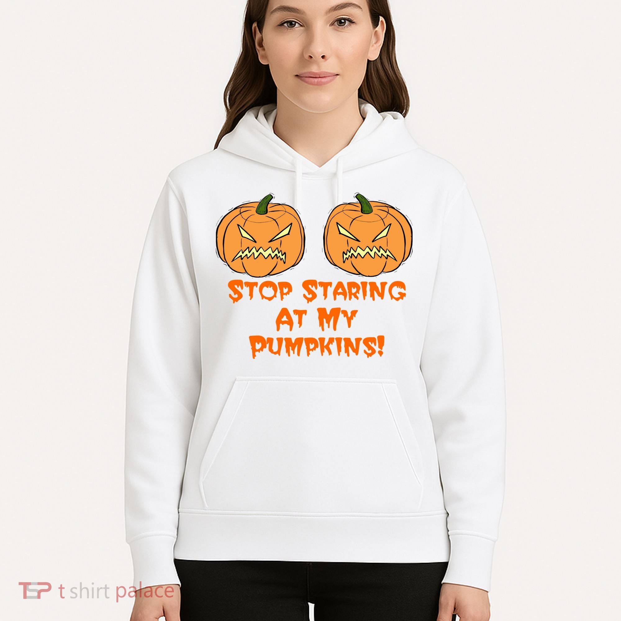 Stop Staring At My Pumpkins Halloween Costume Hoodie
