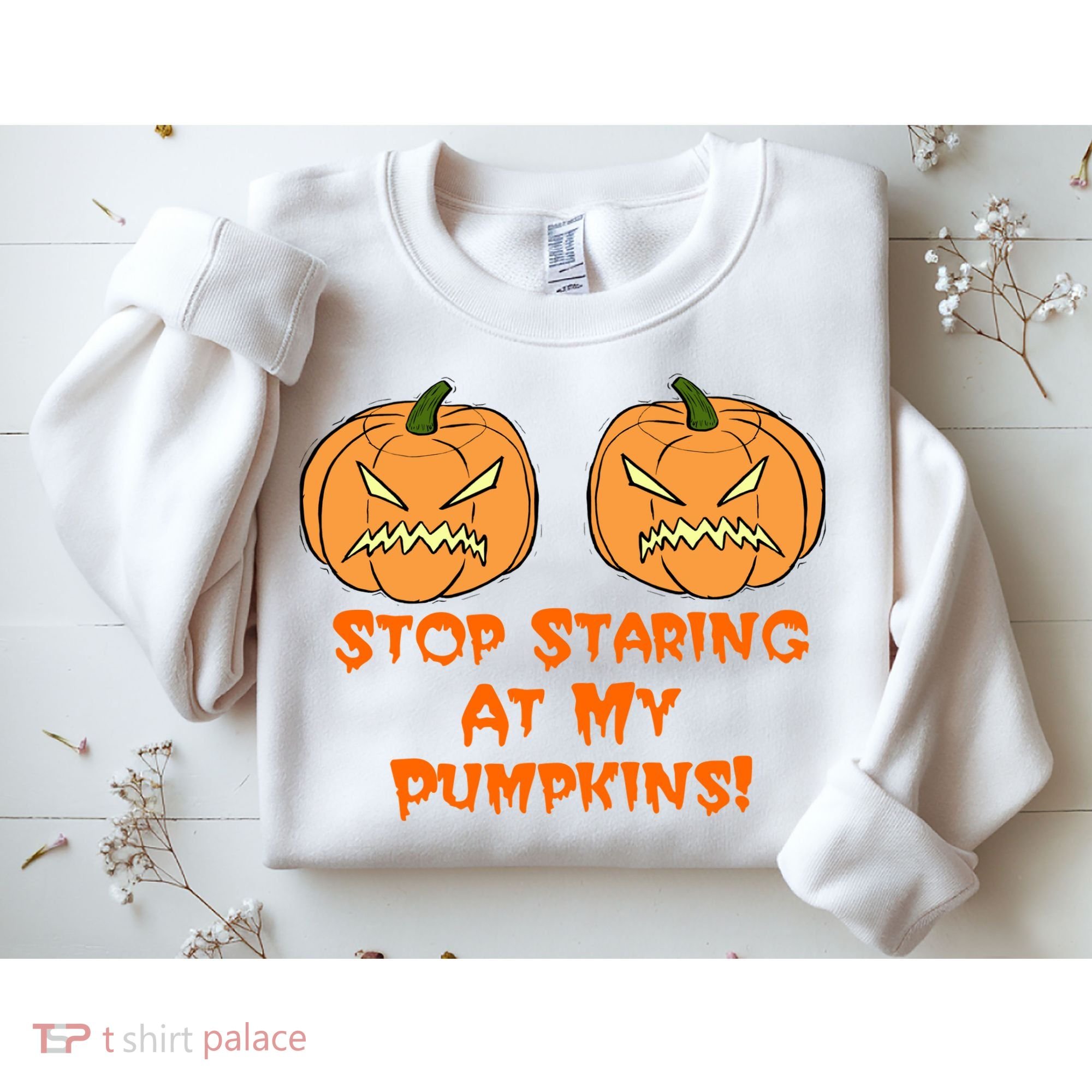 Stop Staring At My Pumpkins Halloween Costume Sweatshirt