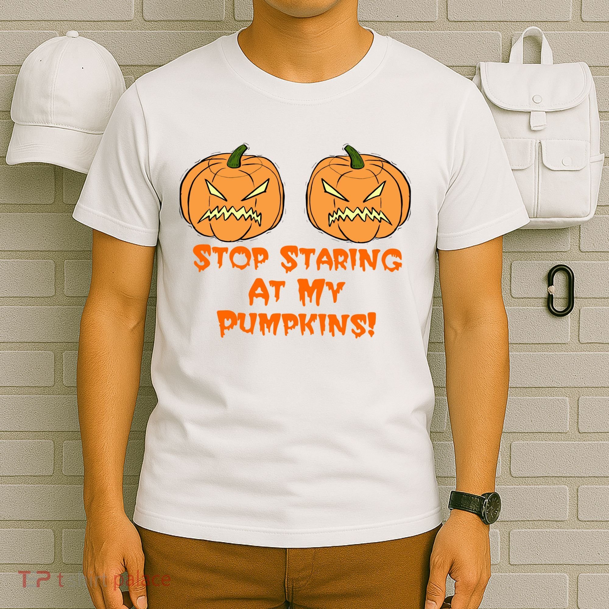 Stop Staring At My Pumpkins Halloween Costume T-Shirt