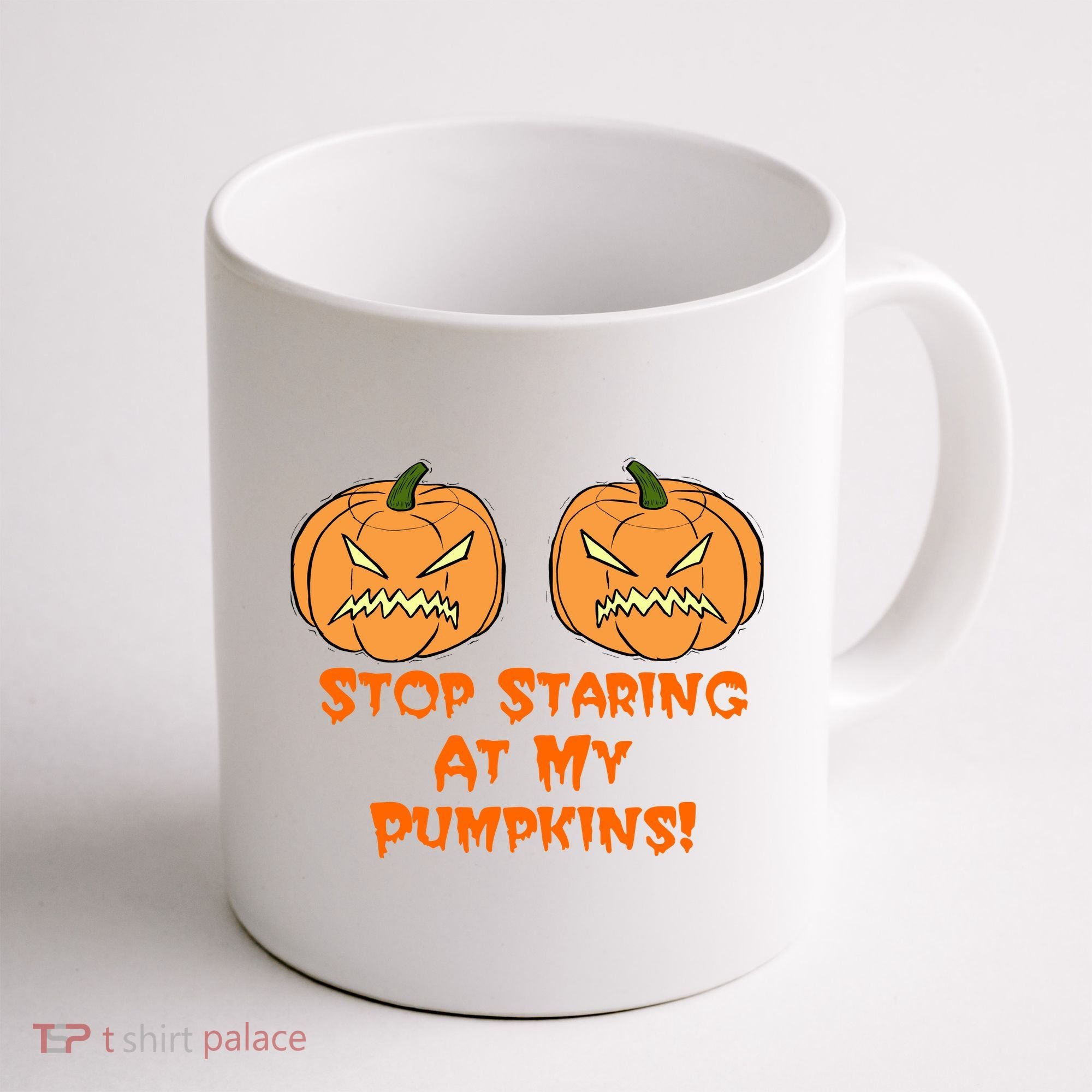Stop Staring At My Pumpkins Halloween Costume Coffee Mug